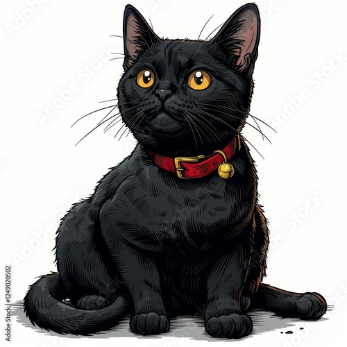 Isolated cat silhouette on a pristine white background for artistic design and creative projects