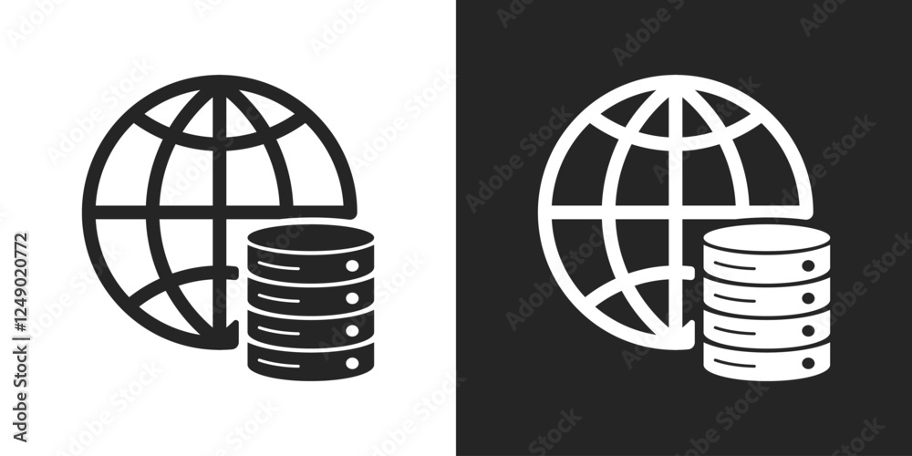 Global data black and white icon vector design Global data black and white icon vector design