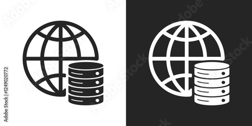 Global data black and white icon vector design