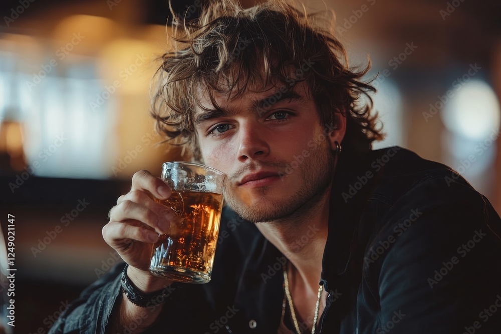 Alcoholism concept. Young man drinking alcohol too much Alcoholism concept. Young man drinking alcohol too much