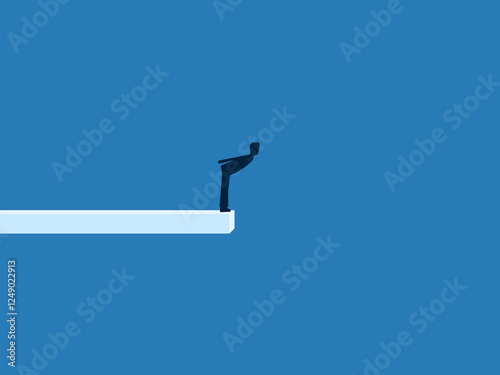 Assessing problems and risks, people standing looking at a springboard