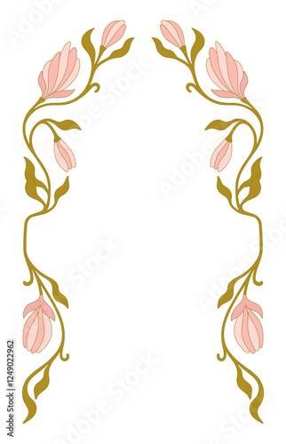 Art Nouveau floral borders. Decorative element. Vector.
