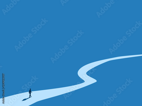 Businessman Walking On Long Imperfect Path