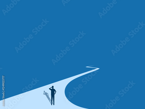 People standing on a lonely, long and difficult road. Business concept