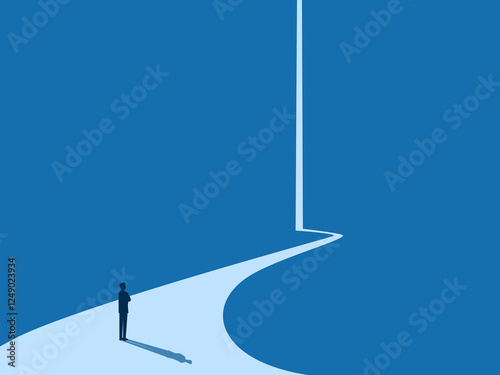 Confident businessman on a long and growing road