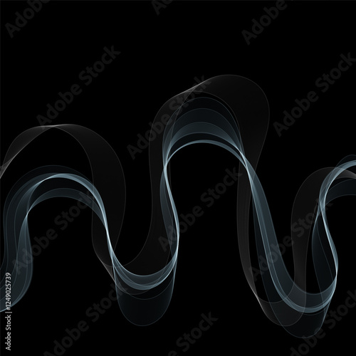 Smoky abstract wave on a black background. Vector design element. If Template for advertisement, banner, brochure, screen saver. Eps 10