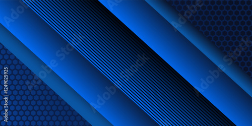 Blue vector gradient abstract background with hexagon shape elements. Suitable for business, corporate, banner, brochure, poster, cover and presentation backgrounds