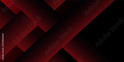 Red and black vector 3d futuristic tech glow and shinning line simple modern abstract banner. Vector
