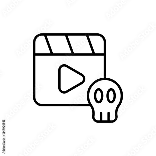 Horror movie outline icons, minimalist vector illustration ,simple transparent graphic element .Isolated on white background