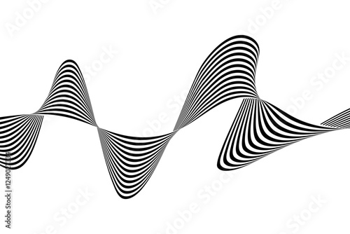 Abstract stripes of black and white waves. Background of wave lines of optical art. Eps 10