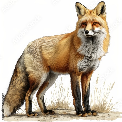 Fox isolated on a white background cutout.