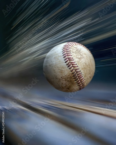 Baseball bat hitting a ball, motion blur