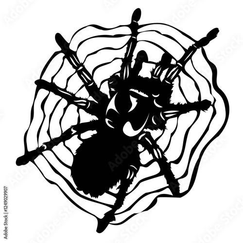 Tarantula Spider on Spider Web Svg Design