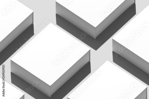 White blank cardboard boxes for branding presentation and mock up template, 3d illustration