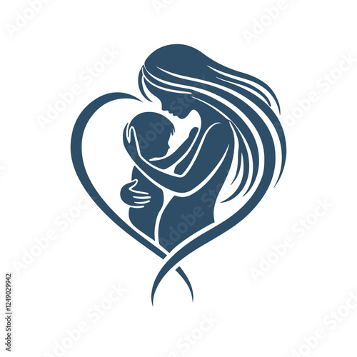 Heartwarming Mother and Baby Silhouette Vector for Mother’s Day