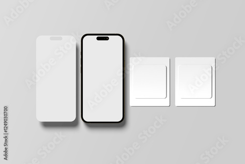 Mobile social media post. smartphone and screens mockup