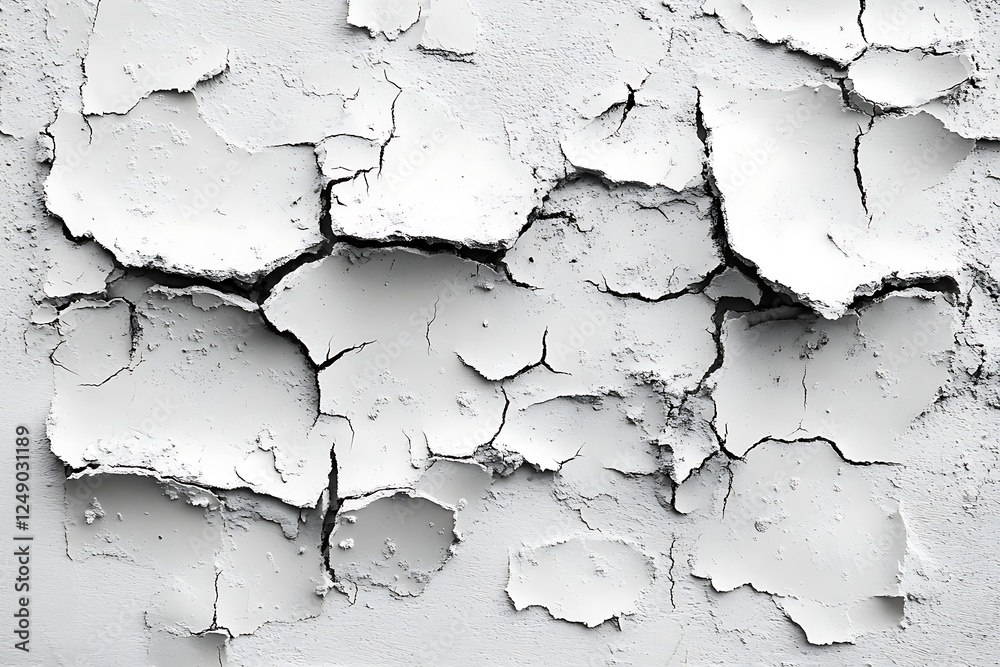 Obraz premium Detailed Close-up of Cracked White Painted Surface