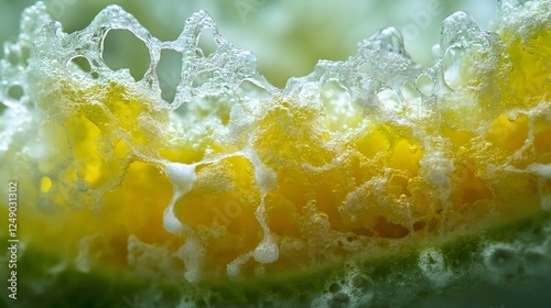 Microscopic Yellow Cells and Gelatinous Structures Forming an Intricate Web photo