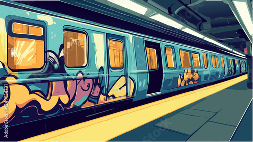 Underground Art- Graffiti-Covered Subway Train.eps