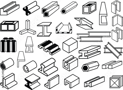 Steel beam Vector bundle, Clipart, Silhouette, Vector, icons, illustration, design.