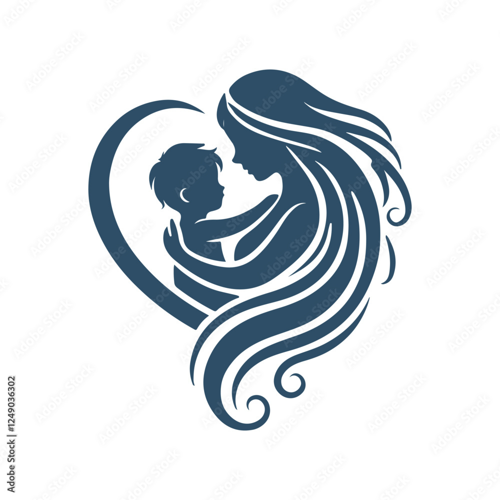 Mother and Baby Within a Heart – Mother’s Day Silhouette Design Mother and Baby Within a Heart – Mother’s Day Silhouette Design