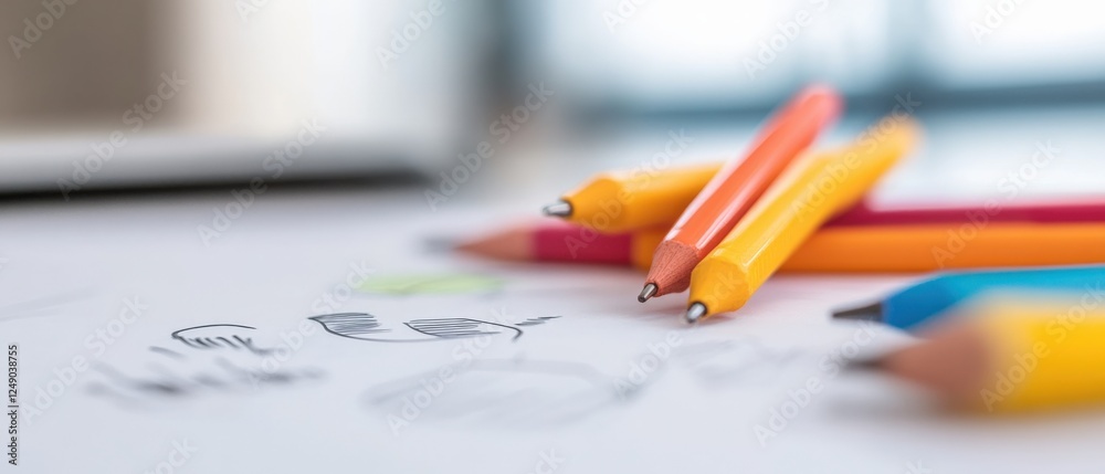 pencils on sketches, drawing on paper pencils on sketches, drawing on paper