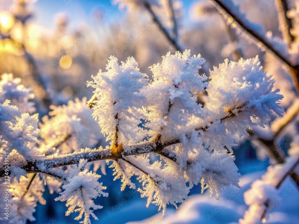 Frozen Winter Wonderland: Macro Photography of Ice Crystals and Snowy Landscape Frozen Winter Wonderland: Macro Photography of Ice Crystals and Snowy Landscape