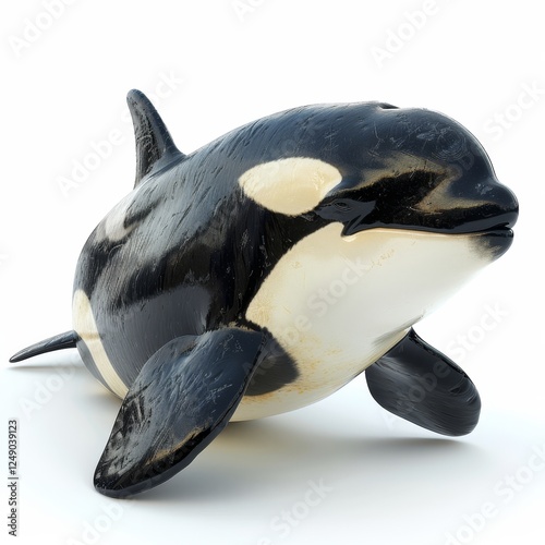Isolated orca cutout on a white background for clean and simple visual presentation