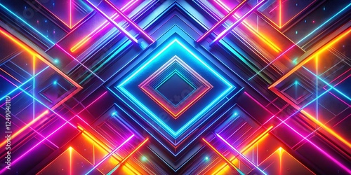 Futuristic Abstract Geometric Pattern Background - Left Copy Space for Text