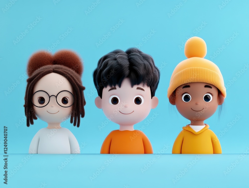 3d rendering of diverse children characters 3d rendering of diverse children characters
