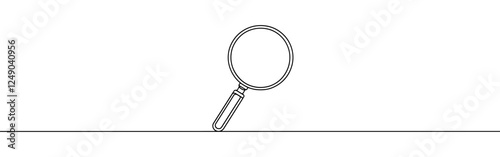 Magnifying glass continuous one line drawing. Loupe symbol in simple linear style. Search concept. Vector illustration.