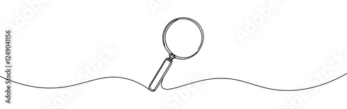 Magnifying glass continuous one line drawing. Loupe symbol in simple linear style. Search concept. Vector illustration.