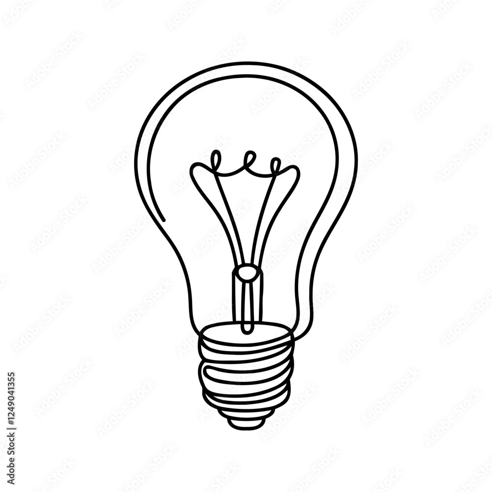 Light bulb continuous one line drawing. Lightbulb in simple linear style. Idea, brainstorm concept. Vector illustration. Light bulb continuous one line drawing. Lightbulb in simple linear style. Idea, brainstorm concept. Vector illustration.