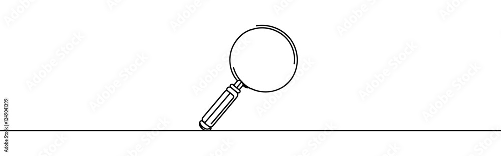 Magnifying glass continuous one line drawing. Loupe symbol in simple linear style. Search concept. Vector illustration. Magnifying glass continuous one line drawing. Loupe symbol in simple linear style. Search concept. Vector illustration.