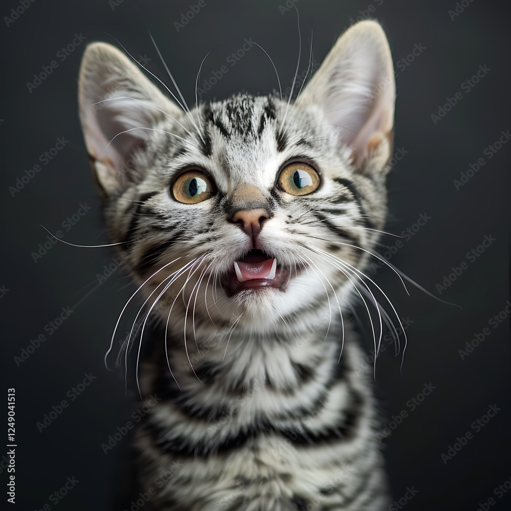 there is a cat that is looking up at the camera