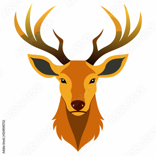 Elk Head Vector Illustration – Detailed Line Art of Majestic Wildlife