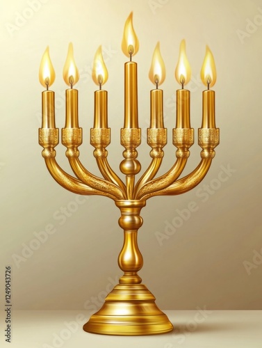 Chanukah candelabrum on golden stand.