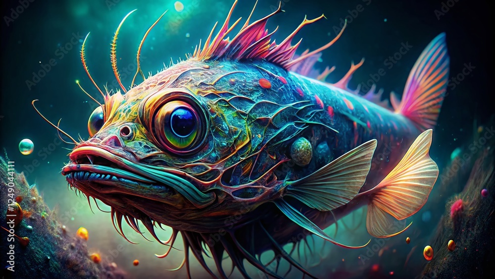 Glitch Art Deep Sea Creature: Futuristic Macro Pen Ink Illustration Glitch Art Deep Sea Creature: Futuristic Macro Pen Ink Illustration
