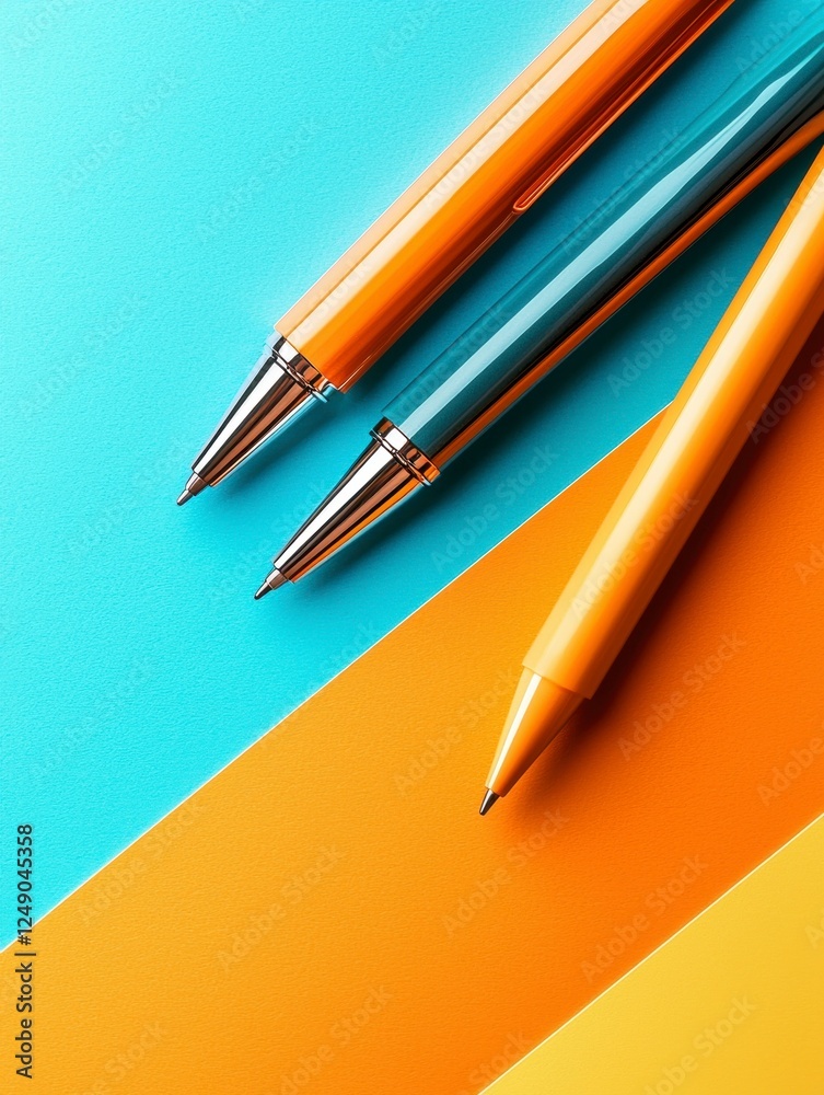 Three Pens on Colorful Background Three Pens on Colorful Background