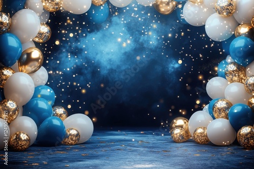 Indoor venue balloon arch decoration for colorful celebrations and festive events