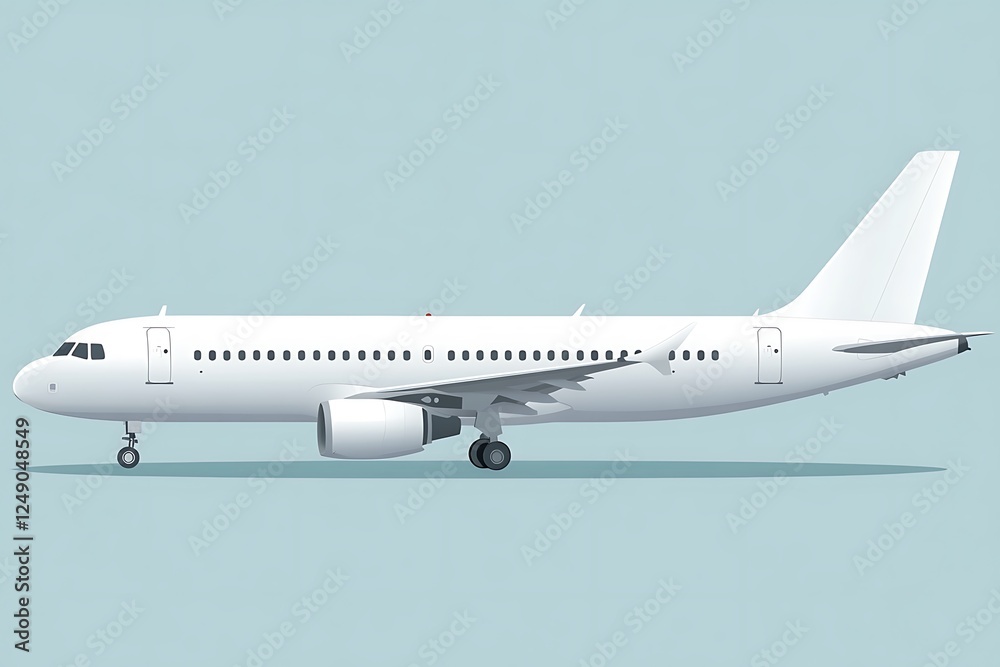 Obraz premium Modern White Airplane on a Light Pastel Background