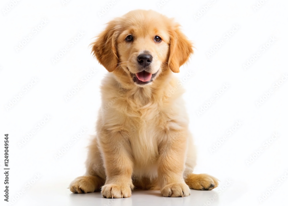 Golden Retriever Puppy Dog Sitting White Background Studio Shot Golden Retriever Puppy Dog Sitting White Background Studio Shot