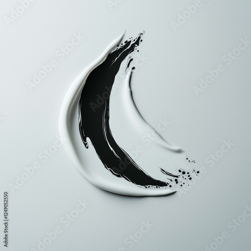 Abstract Black and White Paint Swirl