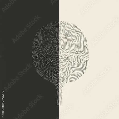 Abstract Tree Divided in Black and White