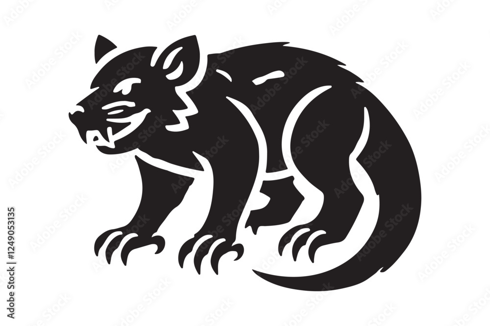 Fototapeta premium Tasmanian Devil Vector Art Simple Black Silhouette Design