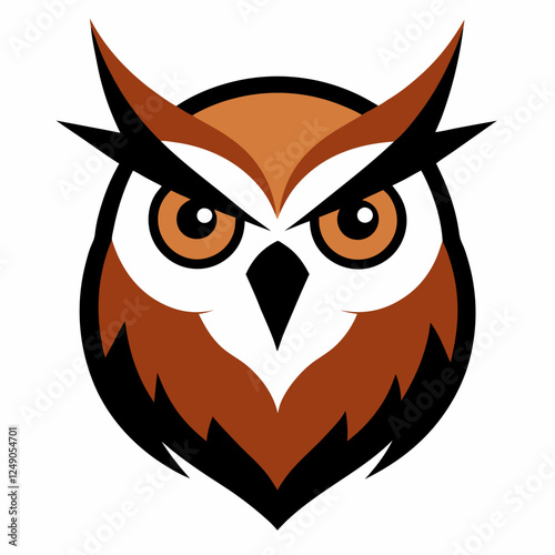 Horned Owl Head Vector Illustration – Detailed Line Art for Printable Designs