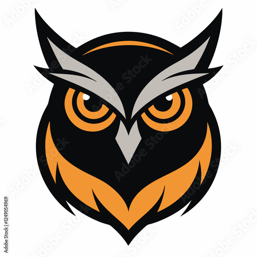 Horned Owl Head Vector Illustration – Detailed Line Art for Printable Designs