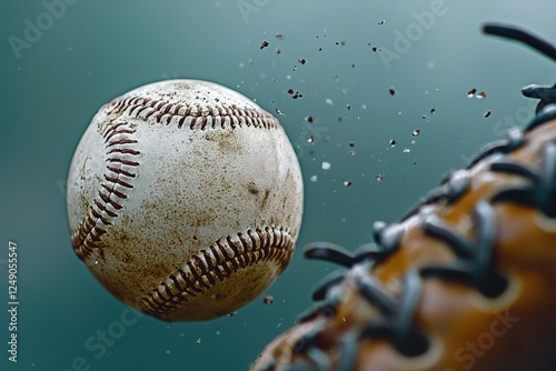 Baseball glove catching ball mid-air