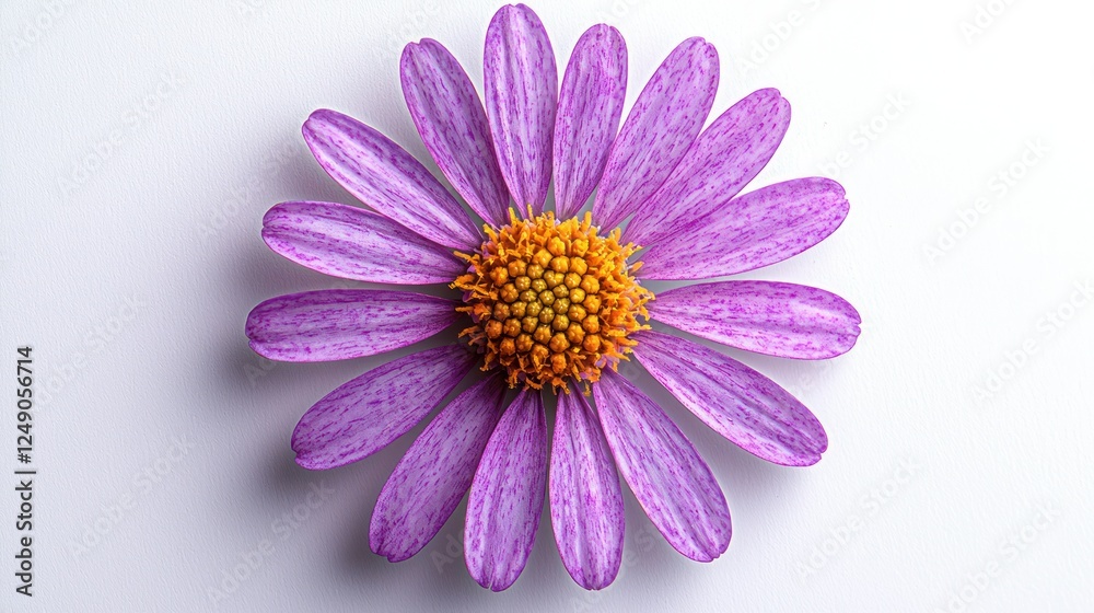 Obraz premium Close-up of a vibrant purple flower on a white surface