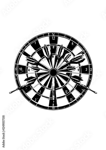 Darts Silhouette. Black and White Icon Design Elements on Isolated White Background .
